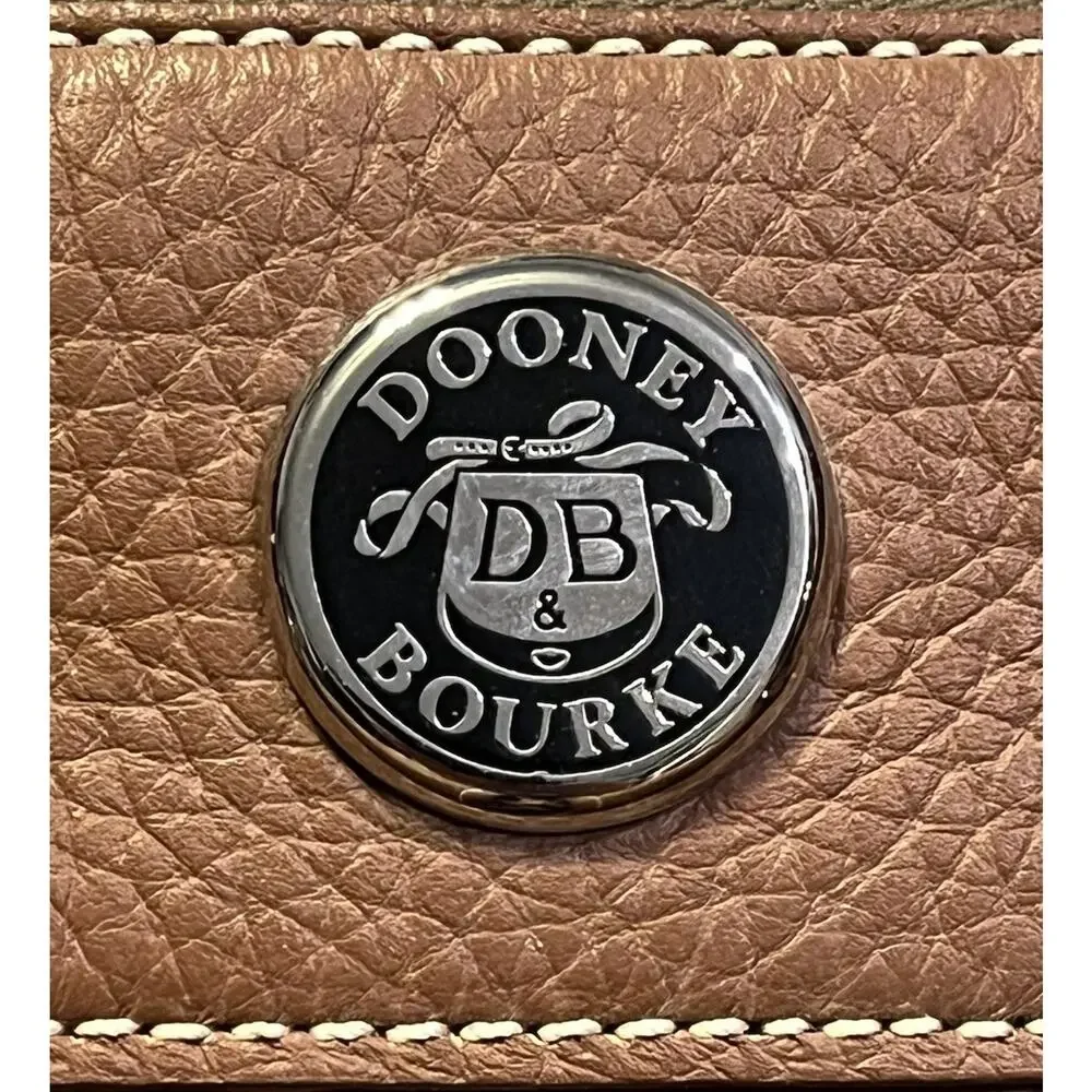 Dooney & Bourke Leather Purse/Handbag K029557 Brown/Cognac Double Pocket Tote - Picture 3 of 10